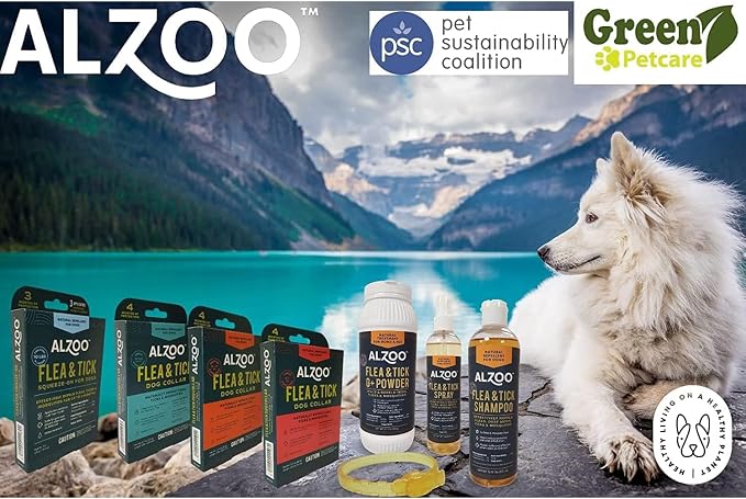ALZOO Natural Flea & Tick Dog Collar - Helps Repel Fleas, Ticks & Mosquitoes - 100% Plant-Based Active Ingredients, Waterproof, Up to 4 Months Protection - Small-Sized Dogs 15 lbs & Under - Pack of 3