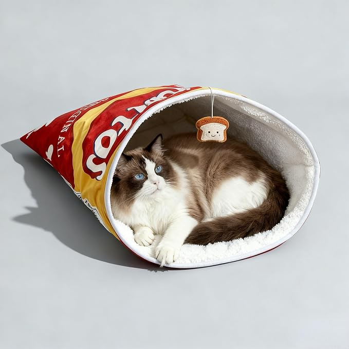 Cat Kitten Toy Sleeping Bag Cute Potato Chip Bag Design Hanging Snack Crinkle Sound Toy Pet Accessories Gift Choice
