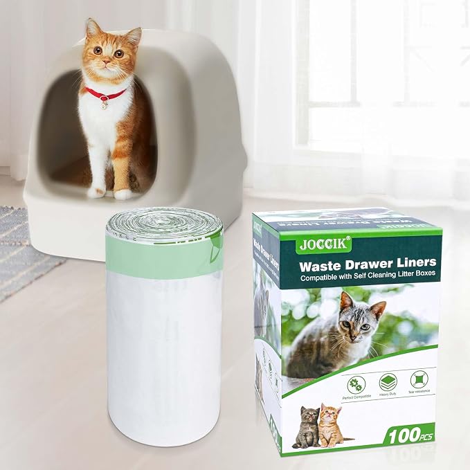 Cat Litter Box Liner Compatible with Litter Box Robot 4 & 3, Waste Bags 100 Pack, Waste Drawer Liners Heavy Duty White