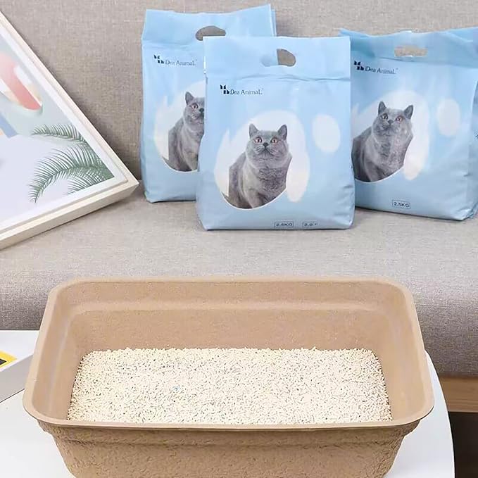 WUWEOT 8 Pack Disposable Cat Litter Box, Paper Cat Litter Tray Pet Litter Pan, 16.7" X 13" X 4" Travel Small Animal Clean Sifting Potty for Indoor Outdoor, Hamster, Guinea Pig, Mice, Bunny
