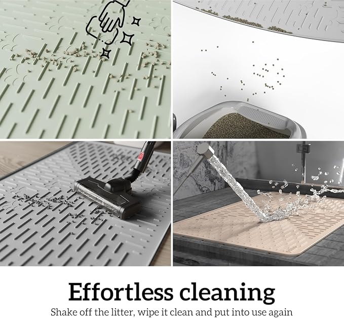 OHMO Cat Litter Mat Trapping Mat Premium Silicone 37.5x25.2,Pink, Waterproof and BPA Free Kitty Litter Box Mat, Easy to Clean and Keeps The Floor Tidy