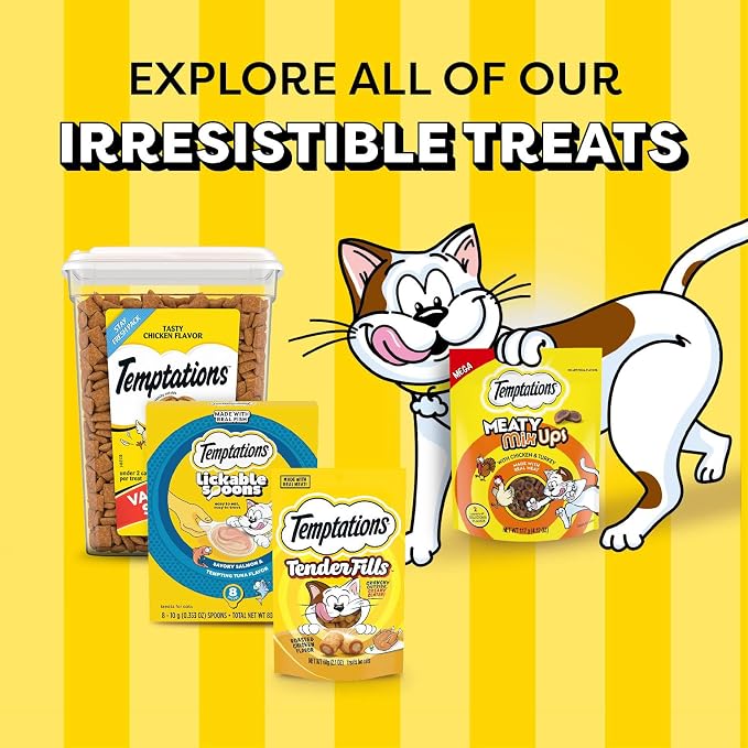 Temptations Lickable Spoons, Soft Lickable Cat Treats, Adult Wet Cat Treats, Variety Pack, 48 Spoons