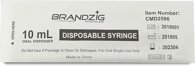 10ml Oral Syringes - 100 Pack – Luer Slip Tip, No Needle, Individually Blister Packed - Medicine Administration For Infants, Toddlers and Small Pets (No cover)