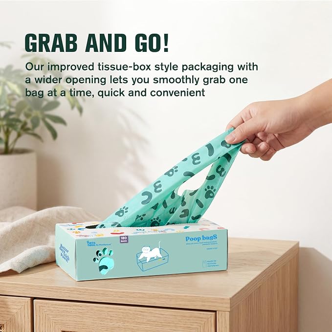 Cat Litter Disposal Bags and Dog Poop Bags with Handle,Cornstarch Based Extra Thick and Guaranteed Leak Proof Poop bags for Kitty and Doggy(180 Count 1.1 Gallon,Lavender Scent)