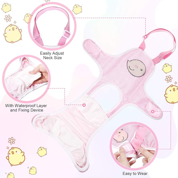 Nuanchu 3 Pcs Female Dog Diaper Sanitary Panties with Adjustable Suspender, Washable Reusable Doggie Diapers for Small Medium Large Dog in Heat Period Menstrual Pet Cats Ducks(Cute Pattern,M)