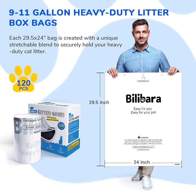 Litter Box Liner Bag Compatible with Cat litter Box Robots 3 and 4, 120 Pack - Extra Thick Waste Bags for Self-Cleaning Pet Kitty Litter Box Drawer Liners, 9-11 Gallons Kitchen Trash Bags