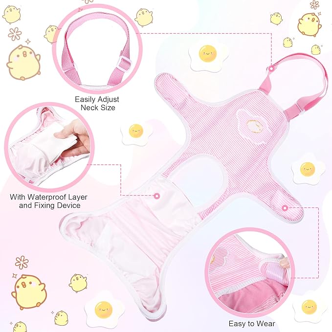 Nuanchu 3 Pcs Female Dog Diaper Sanitary Panties with Adjustable Suspender, Washable Reusable Doggie Diapers for Small Medium Large Dog in Heat Period Menstrual Pet Cats Ducks(Delicate Pattern,M)