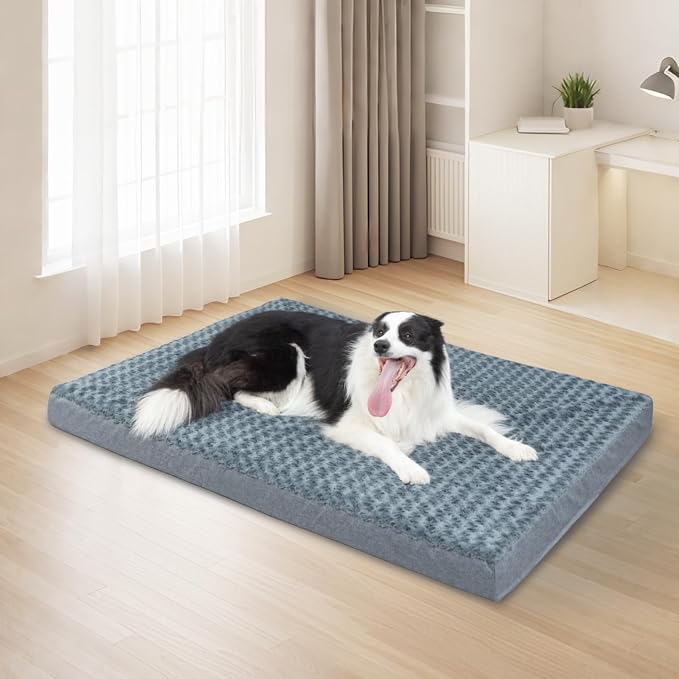 KHONSU PET Dog Bed Mat Plush 4in Orthopedic Pad for Large Dogs up to 150 lbs Waterproof Removable Cover Machine Washable for XXXL Dogs