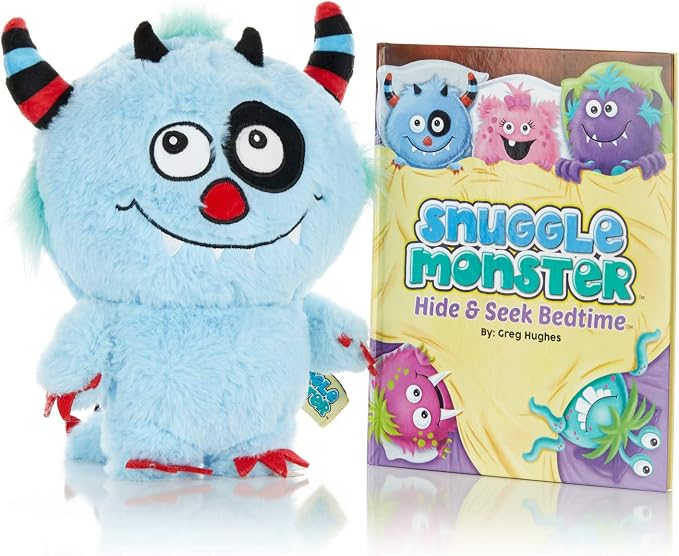 Continuum Games Snuggle Monster - Hide and Seek Bedtime Plush Toy and Book - Blue