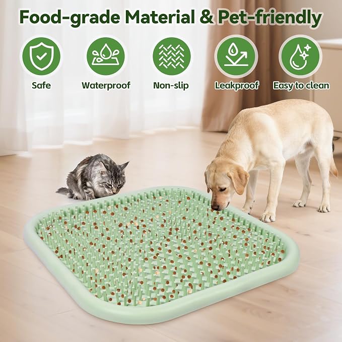 Snuffle Mat for Dogs, 23.6" x 23.6" Silicone Dog Feeding Mat Sniffing Interactive Feeding Game Encourages Natural Foraging Slow Feeder for Small/Medium/Large Dogs, Indoor & Outdoor (Green)