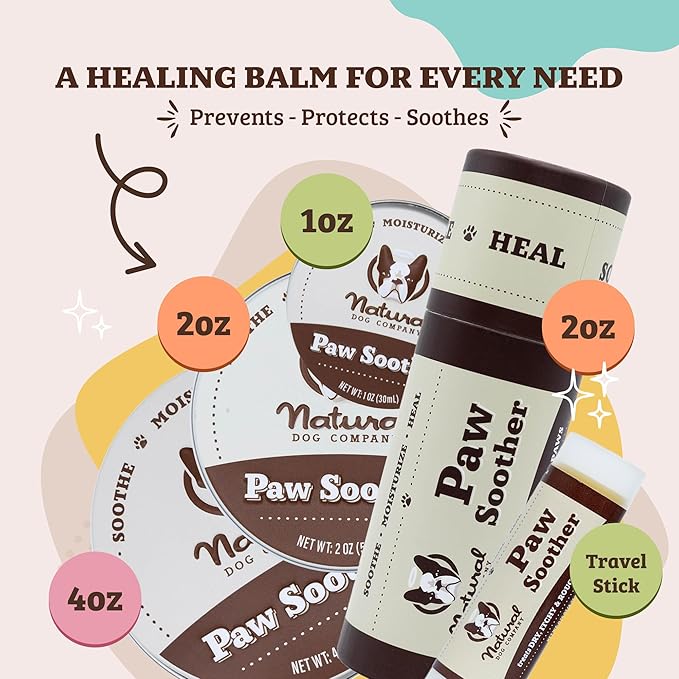 Natural Dog Company Paw Soother Dog Paw Balm, 2 oz Stick | Moisturizes Dry Cracked Paws, Coconut Oil & Calendula, For Walks, Hot Pavement, Beach, Hiking, Daily Paw Care