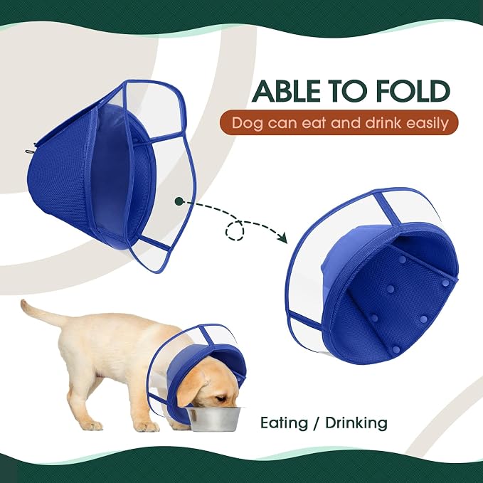 Kuoser Large Dog Cone Collar After Surgery, Soft Cone for Dogs to Stop Licking, Breathable Pet Recovery Collar Comfortable Elizabethan Collars, Adjustable Protective Dog Cones for Large Dogs, Blue XL