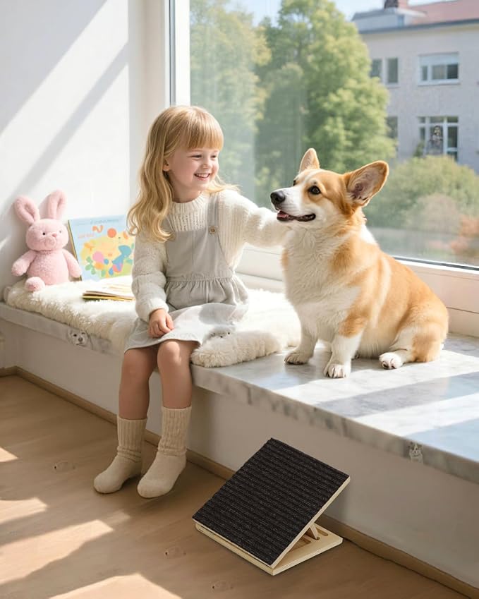 Foldable Wooden Dog Ramp for Stairs, Non-Slip Pet Ramps for Staircase, 2 Pack for Small and Senior Dogs and Cats, Step and Stair for Injured and Elderly Pets (11.8in)