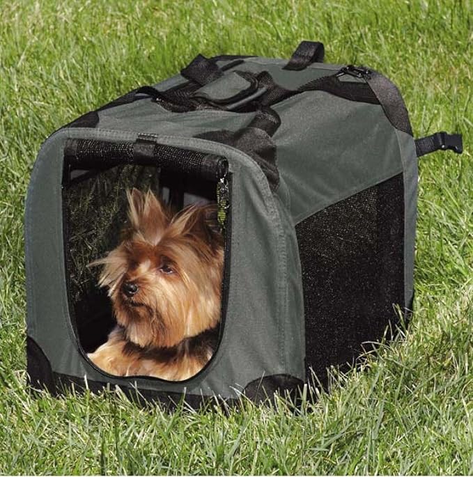 Dog Crate Soft Side Collapsible Charcoal Grey Sturdy Light Weight Portable Travel (Medium 32" x 23" x 23")