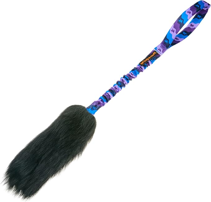 Tug-E-Nuff WondaBaa Bungee Tug Toy for Dogs for Interactive Training & Play | Soft and Responsibly-Sourced Sheepskin Bite Area | for Dogs of All Ages | Size 23 x 3 inches (Purple Pattern)