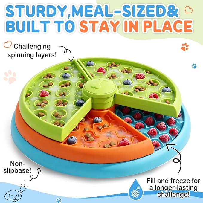 2 Pcs Slow Feeder Dog Bowl 3 Levels, Non-Slip Interactive Dog Puzzle Feeder for Small/Medium/Large Dogs, Mental Stimulation Puzzle Toy
