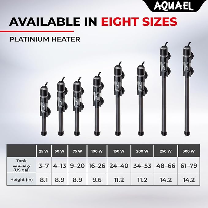 Aquael Platinium Aquarium Heater for Freshwater & Saltwater Aquariums - 250 Watt, 48-66 Gallons