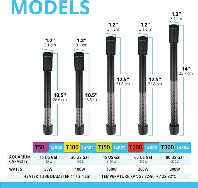 Fluval T100 Fully Electronic Heater for Freshwater Aquariums up to 30 Gal.