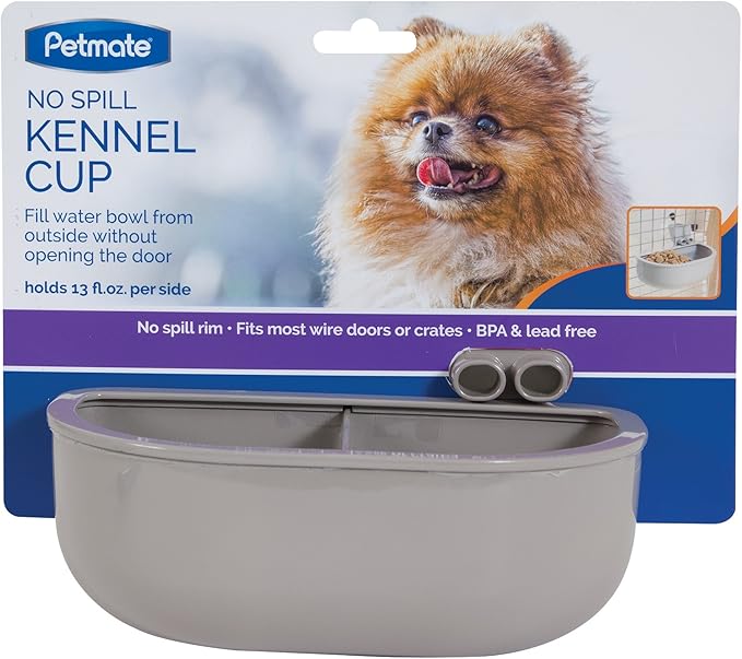 Petmate Ultra Vari Dog Kennel for Medium Dogs (Durable, Heavy Duty Dog Travel Crate, Made with Recycled Materials, 32 in. Long) 30 to 50 lbs & Double Diner Kennel Bowl