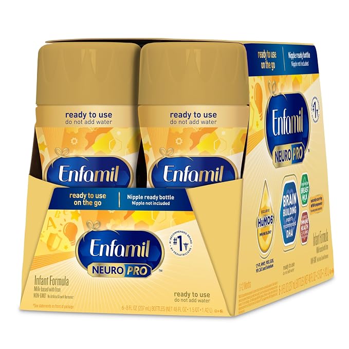 Enfamil NeuroPro Ready to Feed Baby Formula, Brain Building Duo DHA & MFGM, Exclusive Immune Supporting HuMO6 Blend, Enfamil Ready to Feed Infant Formula, 8 fl oz, 6 count, Total 24 bottles