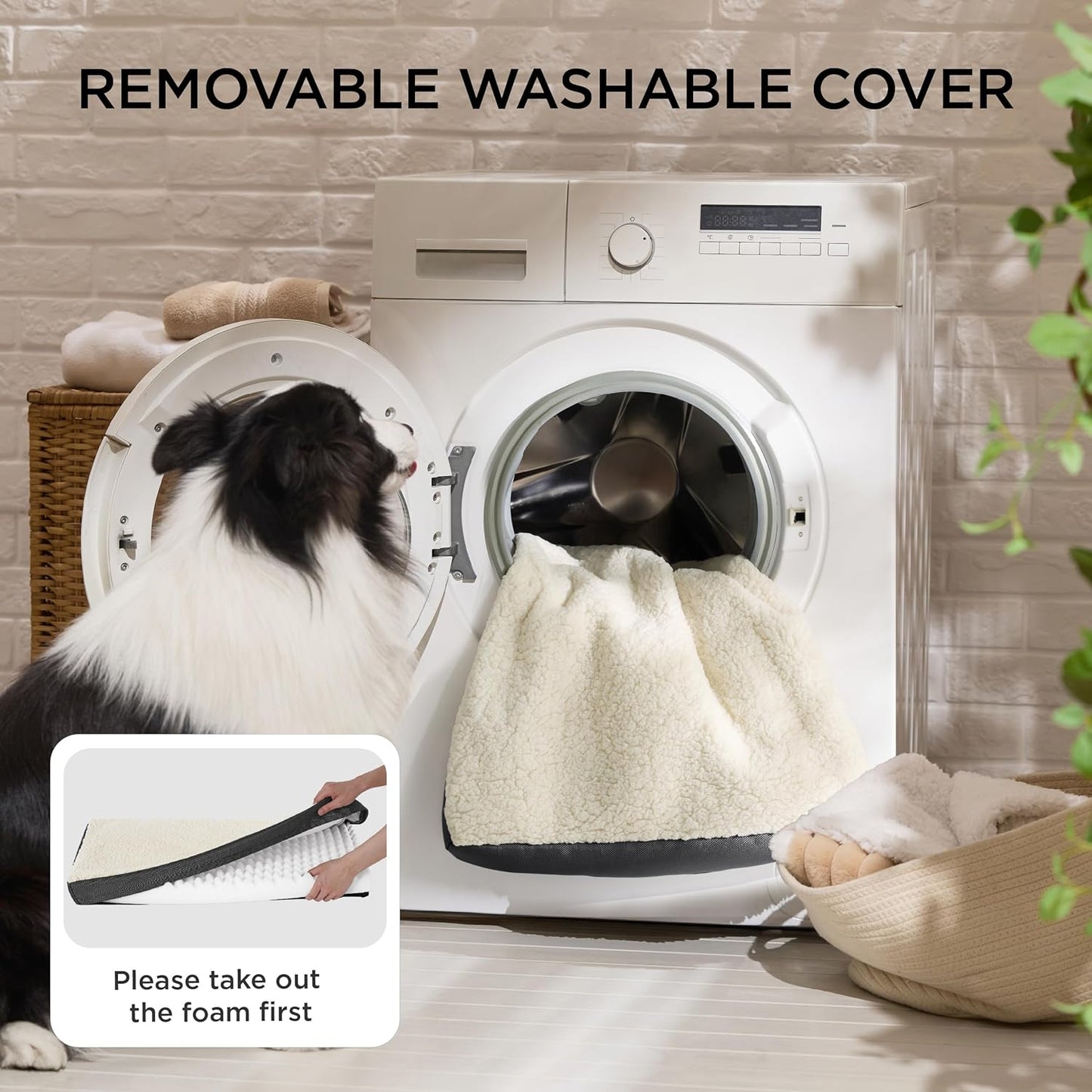 Bedsure Dog Beds Large Sized Dog - Orthopedic Flat Pet Beds with Removable Washable Cover, Egg Crate Foam Puppy Mat, Suitable for Pet Up to 65 lbs