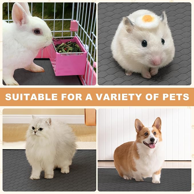 3 Pack Guinea Pig Cage Liners, Washable Guinea Pig Pee Pads Waterproof Reusable & Anti Slip Guinea Pig Bedding Fast and Super Absorbent Pee Pad Tarp Bottom for Small Animals (Dark Grey 24" X 47")