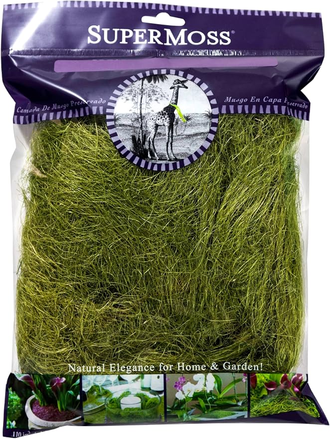 SuperMoss (29973) Natural Sisal Fiber Strands | Decorative Basket Filler, Gift Box Shred, Craft Twine & Vase Decor | Perfect for Cat Toys, Indoor Plants, and Floral Arrangements, 108 cu in, Basil