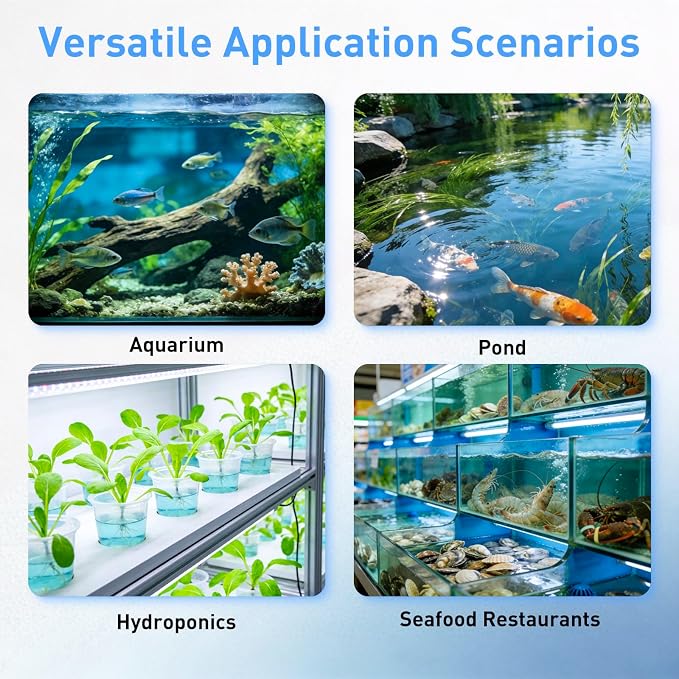 317GPH Aquarium Air Pump, Adjustable Quiet Fish Tank Bubbler, Commercial Air Pump with Completely Accessories, Oxygen Aerator Pump for Aquariums, Ponds, Hydroponics