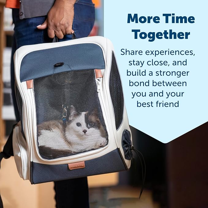 PetSafe Happy Ride Backpack Pet Carrier - Perfect for Dogs & Cats up to 20lbs - Mesh Windows for Comfortable Travel - Harness Tether for Safety - Easy Access Treat Opening - Can be Secured in the Car