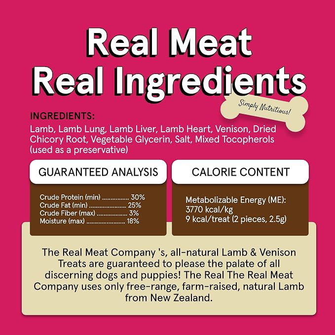 TRMC Real Meat Dog Treats - Two 12oz Bag of Bite-Sized Air-Dried Lamb & Venison Jerky for Dogs - Grain-Free Jerky Dog Treats with 95% All-Natural, Free-Range, Grass Fed Lamb & Venison