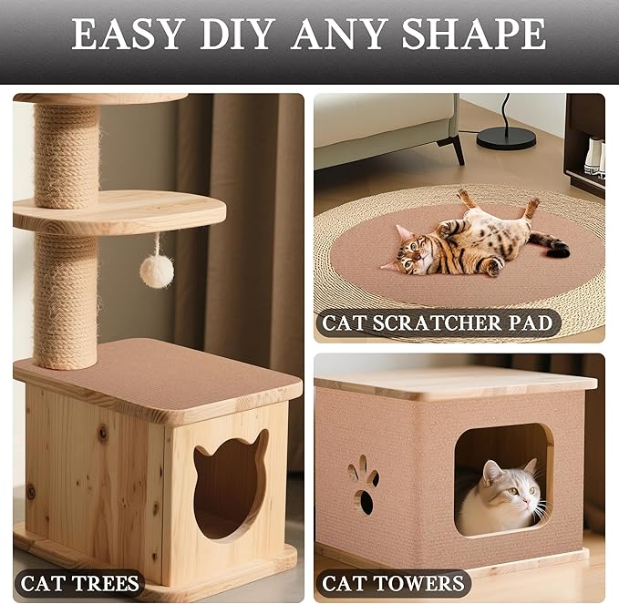 2 Pack Cat Scratch Furniture Protector Trimmable DIY Climbing Scratching for Indoor Couch Protector from Cat Claws, Walls and Tower Replacement (Beige, 15.7'' x 39.3'')
