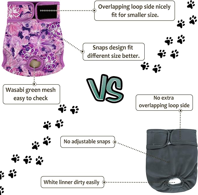 Female Dog Diapers - Premium Reusable Diapers for Doggie in Heat - Highly Absorbent for Pet Incontinence with Adjustable Snaps Butterfly, L