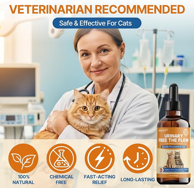 Bladder & Kidney Stones Dissolver for Cats - Naturally Break out Cat Crystals and Stones -Cat Uti Remedy,Vet-Formulated Cat Bladder Support for Urine Incontinence, Painful Urination & From-Root Relief