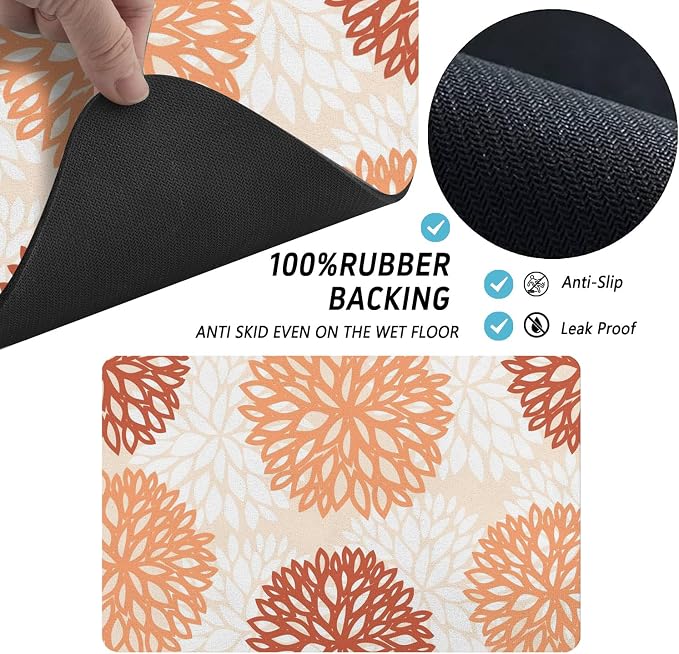 Dog Food Mats for Floors, Absorbent and Quick-Drying Pet Cat Food Mat,Anti-Fouling and Easy-to-Clean Pet Feeding Mat,Dog Bowl Mat for Messy Drinking Water Bowls.17x32, Bohemia Dahlia Floral Style