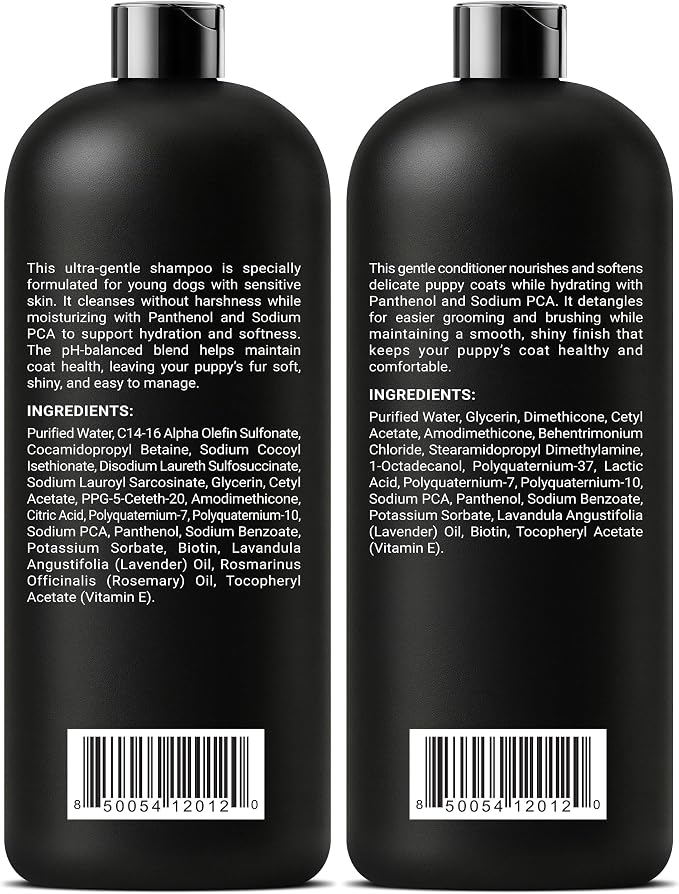 ALFIE'S CHOICE Puppy Shampoo and Conditioner Set | 16 fl oz Each | Gentle Formula for Sensitive & Itchy Skin | Panthenol & Sodium PCA | for Puppies, Adults & All Breeds