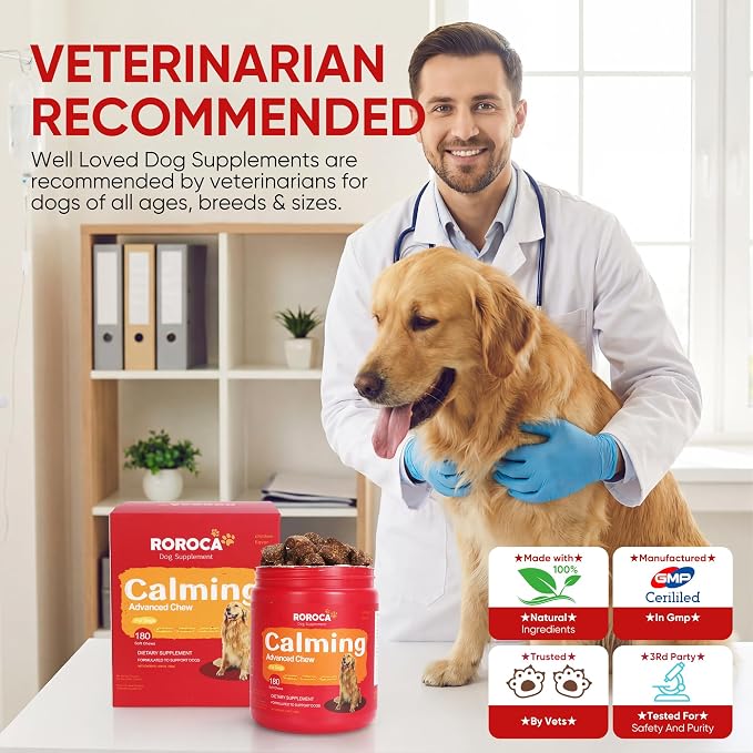 Calming Chews for Dogs – Fast-Acting Anxiety Relief for Thunder, Fireworks & Separation – Long-Lasting Up to 18 Hrs – Melatonin, Chamomile & Valerian – Tasty Soft Chews for All Breeds(180 Ct)