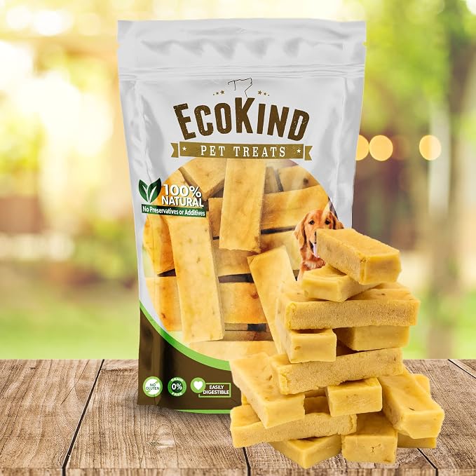 EcoKind Yak Cheese Himalayan Dog Chews, Yak Chews for Small Dogs, Long Lasting Bone for Aggressive Chewers, Only 4 Ingredients, Natural High Protein Dog Treats, No Additives, Chicken, Small - 16 Chews