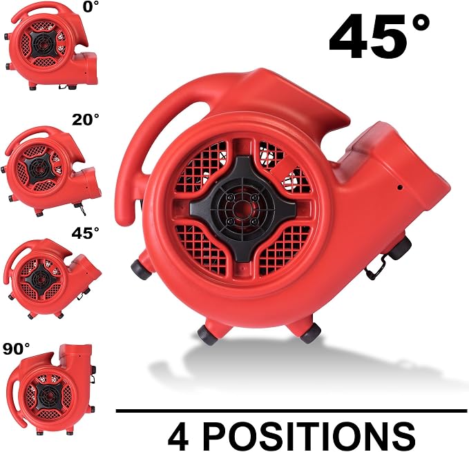 XPOWER P-430 Pro 1/3 HP 2000 CFM Centrifugal Air Mover, Carpet Dryer, Floor Fan, Blower, for Water Damage Restoration, Janitorial, Plumbing, Home Use