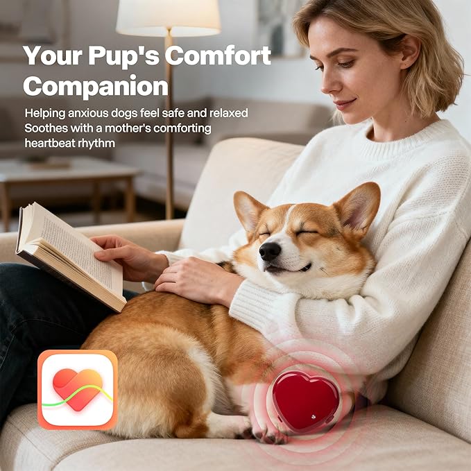 Pet Prime Rechargeable Heartbeat Simulator for Anxiety Dogs with Auto 8H Timer & Adjustable Speed,Suitable for Heart Beat Plush Toys