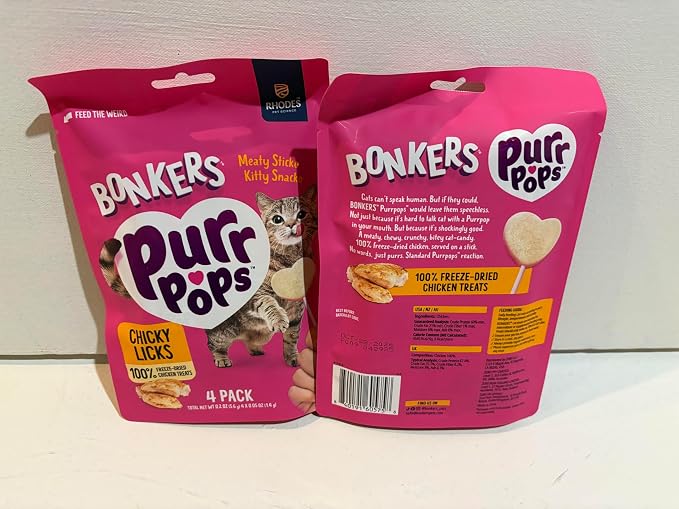 Bonkers Purr Pops Variety Pouch Bundle, 4-Count Each Flavor: Tip Top Tuna, Crazy for Catnip, Chicy Licks, and Lip Smackin' Salmon Combined with 4 Colorful Spring Toys