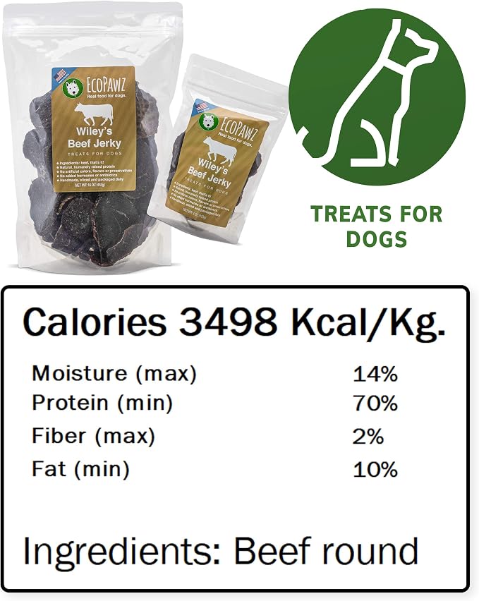 Wiley's Beef Jerky Pet Treats | Grain Free Dog Treats Made in USA | All Natural Snacks for Dogs | (Beef, 16 oz. Bag)