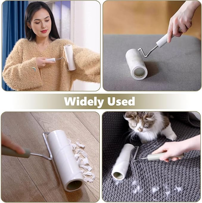 Extra Sticky Large Surface Lint Roller,6.3'' Lint Roller Refills,5 Rolls 450 Sheets,Long Handle Lint Remover,Easily Remove Carpets, Clothes, Couch and Curtains Dust Cat and Dog Hair Removal