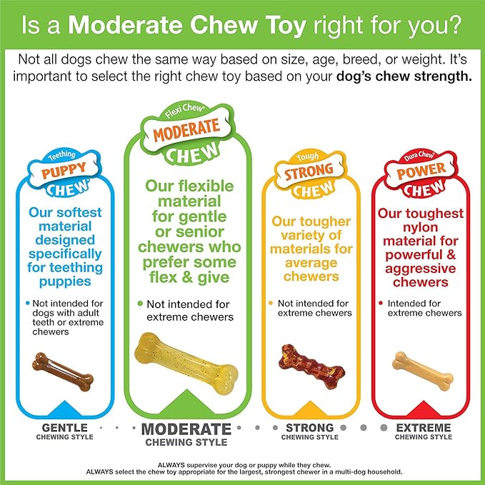 Nylabone Flexi Chew 2 Peanut Butter, 1 Bacon Petite 3pk