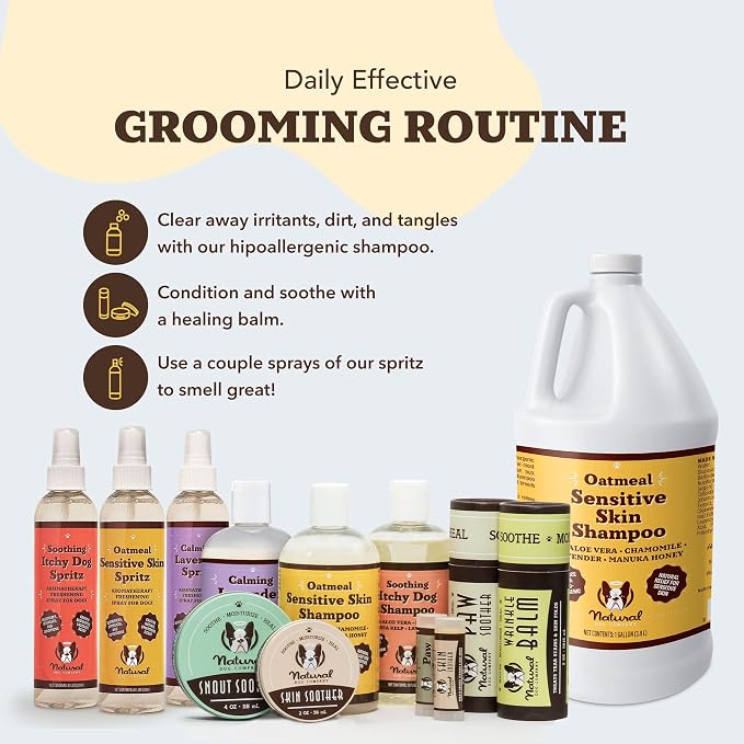 Natural Dog Company Calming Lavender Spritz 8 oz – Hypoallergenic Dog Deodorizing Spray with Aloe & Oatmeal – Refreshes Coat, Soothes Sensitive Skin – Natural Lavender Scent, No Artificial Fragrance
