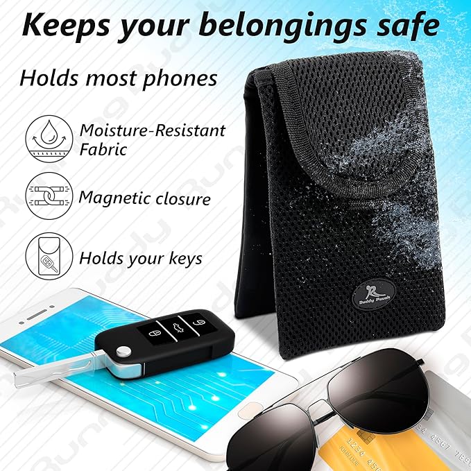 Running Buddy Running Fanny Pack - 6.5 x 4 in, Mini Plus Black - No-Bounce Magnetic Running Phone Holder - Water-Resistant Waist Bag for Men & Women