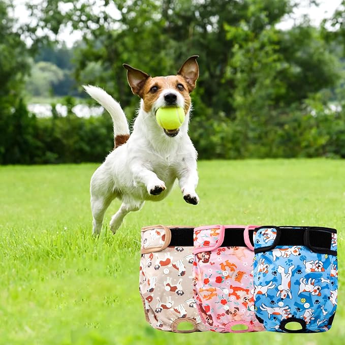 3Pack Reusable Diapers for Female Dog, Washable Diaper for Doggie,Highly Absorbent Dog Diaper,Adjustable Leakproof Puppy Diapers Skirt for Heat,Incontinence,Period Doggy Nappies XL