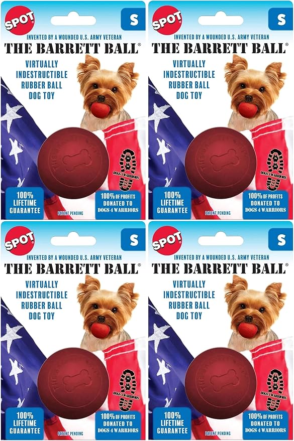 SPOT Ethical Pet 4 Pack of Barrett Ball Virtually Indestructible Dog Toys, Small, Assorted Colors