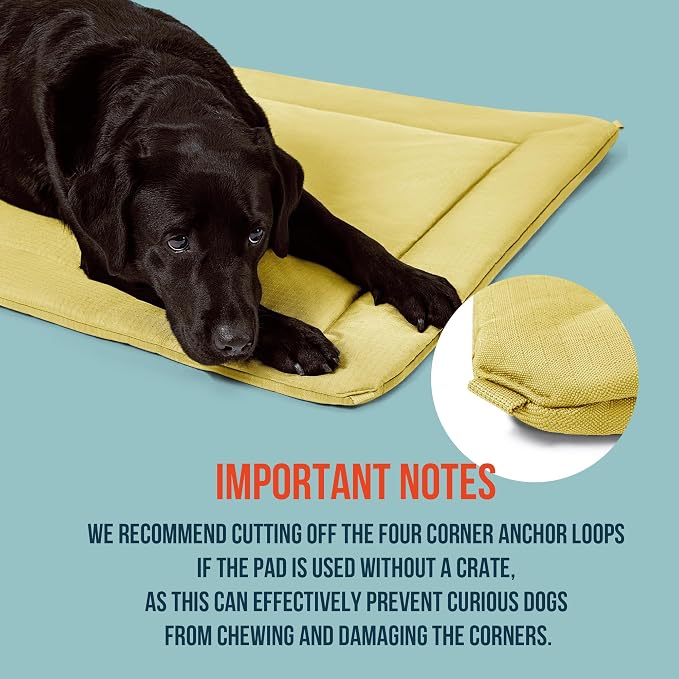 PELZIN Cybarmour 2.0 Chew Proof Dog Crate Pad - Outdoor Chew Resistant Dog Bed with Corner Anchor - Machine Washable - Water & Dirt-Resistant - Large Breeds & Fits 42-Inch Crate - 41"x26", Moonstone