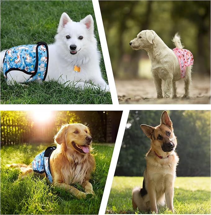 3Pack Reusable Diapers for Female Dog, Washable Diaper for Doggie,Highly Absorbent Dog Diaper,Adjustable Leakproof Puppy Diapers Skirt for Heat,Incontinence,Period Doggy Nappies M