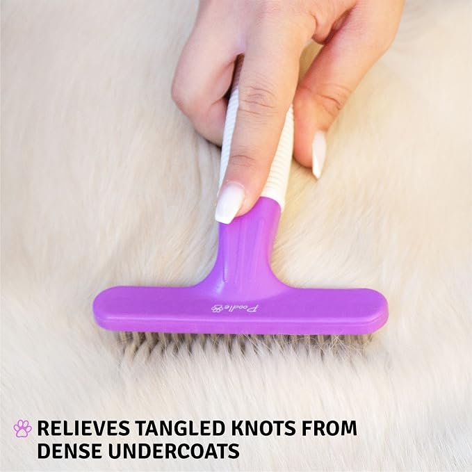 Poodle Pet Bundle - Slicker Brush for Small and Large Dogs Pet Hair Remover Grooming Brush and Dog Grooming Rake Dematting Tool Removes Loose or Tangled Hair from Undercoat